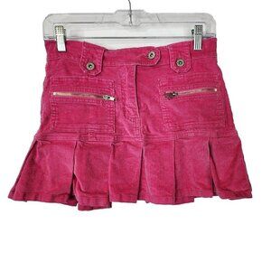 VTG Y2K Micro Mini Skirt made USA Size 3 Schoolgirl Hot Pink Pleated Corduroy‎